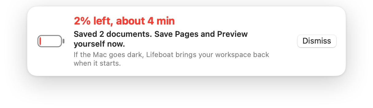 The Critical card: 2% left, about 4 min. Saved 2 documents. Save Pages and Preview yourself now.